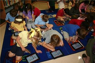 children using technology in the classroom