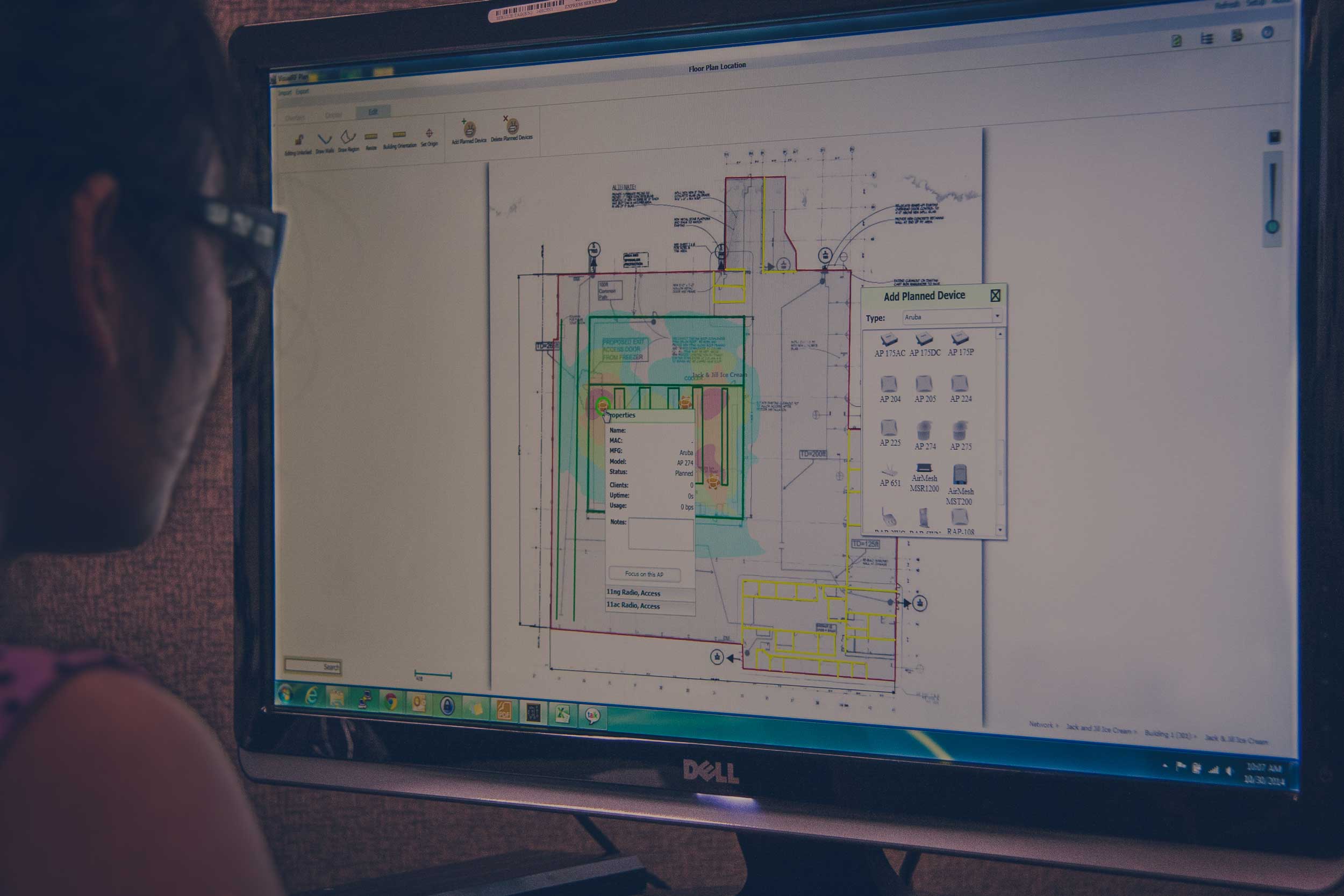 Engineer using rogue access point detection software