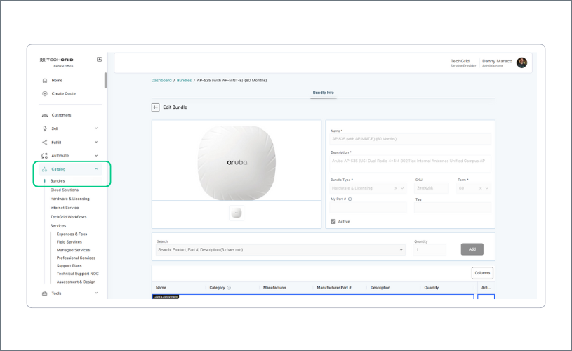 Building a bundle main screen