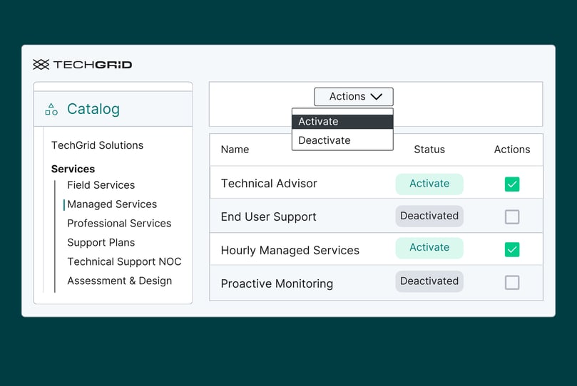 Screen showing elements of custom catalog creation