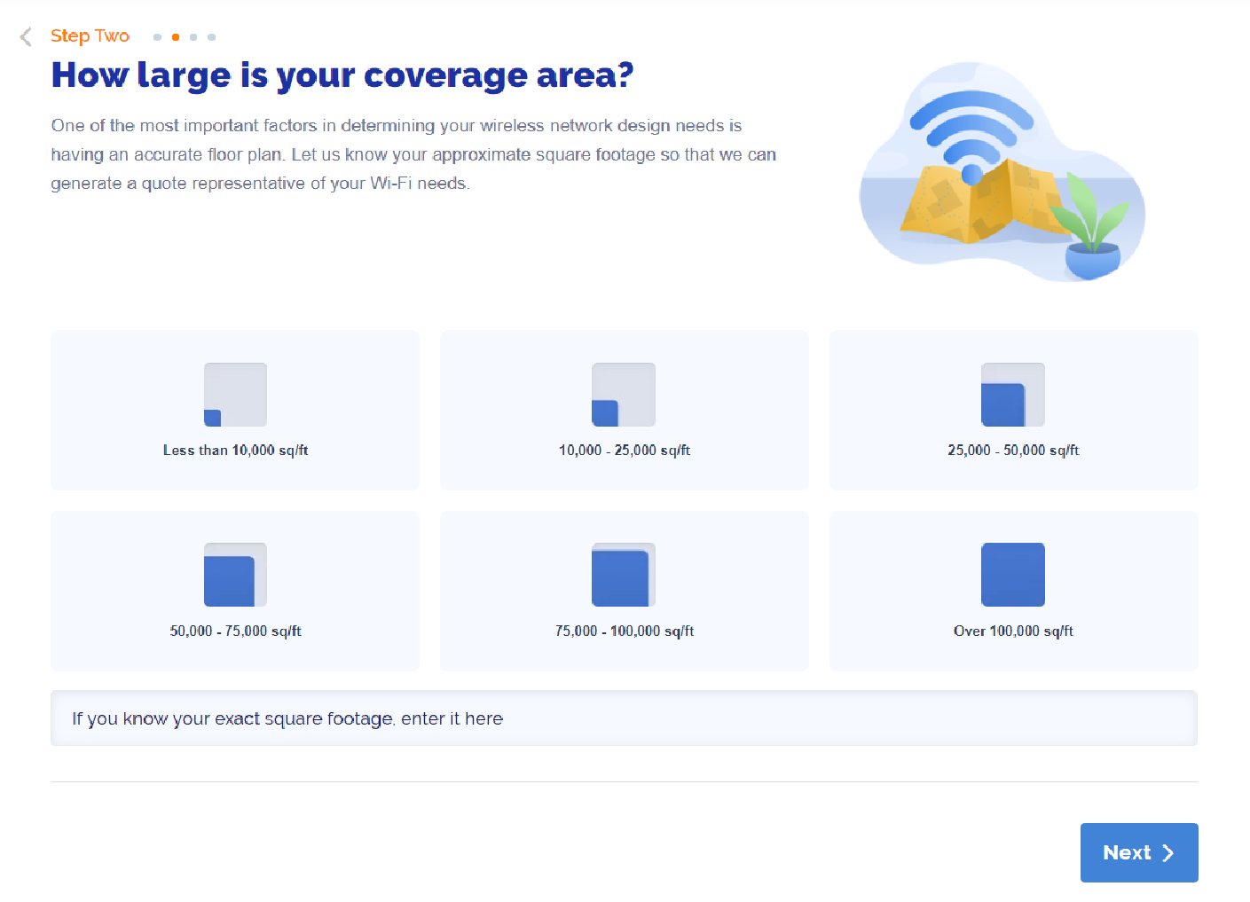 WiFi as a Service Quoting Tool Step 2 Coverage area